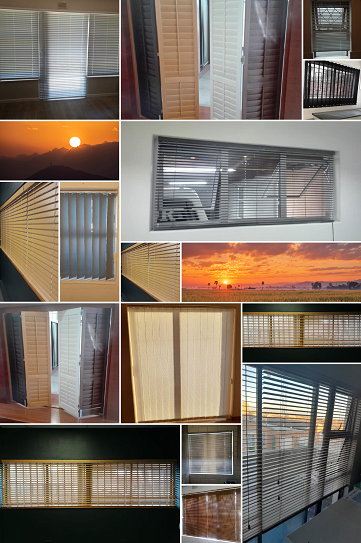 collage of window and door blinds